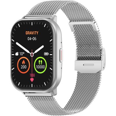 4. Smartwatch Gravity Silbernes Armband + Armband GT43-2