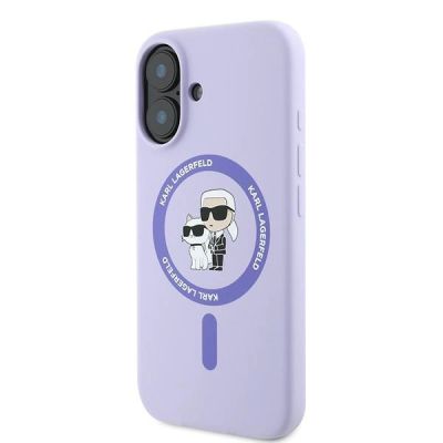2. Karl Lagerfeld Silikon Karl&Choupette Heads Ring MagSafe Case für iPhone 16 Plus - Lila