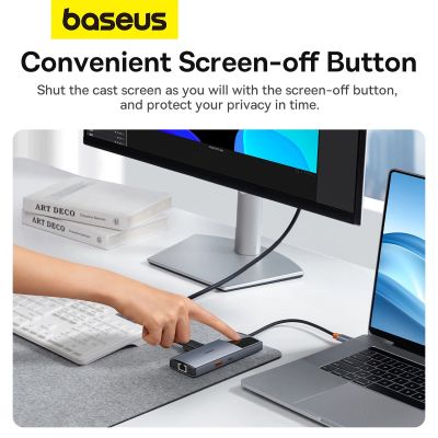 14. USB HUB 6in1 Baseus Metal Gleam Series II USB-A/USB-C/USB-C PD/HDMI/RJ45 - schwarz