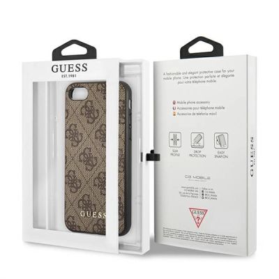 8. Guess 4G Metal Gold Logo Case für iPhone SE 2022 / 2020 / 7 / 8 - Braun
