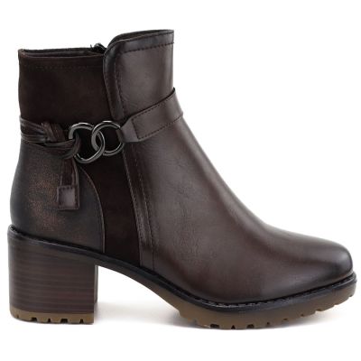 2. Gefütterte Damen-Ankle-Boots mit Blockabsatz, braun, Potocki SZ12873
