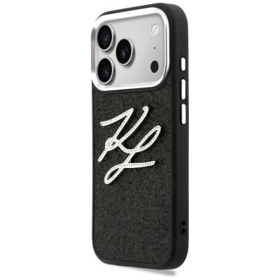 2. Karl Lagerfeld IML Glitter KL Diamond Logo Hülle für iPhone 17 Pro - Schwarz
