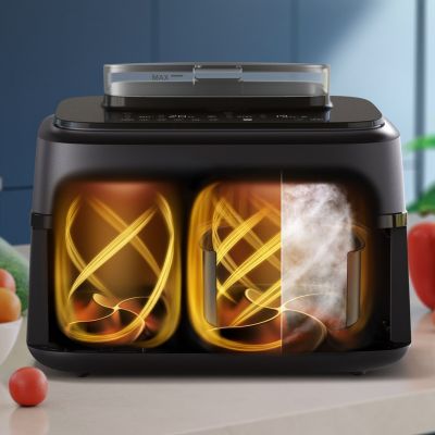 6. Philips Fritteuse der Serie 5000 NA551/00, Doppelfritteuse, 9 l, autonom, 2750 W, Heißluftfritteuse, Schwarz/Silber