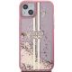 3. Guess Liquid Glitter Gold Stripes Hülle für iPhone 15 Plus / 14 Plus – Rosa