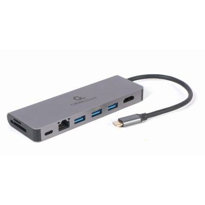 GEMBIRD MULTI-ADAPTER USB TYP-C 5IN1 HUB, HDMI, KARTENLESER, LAN, PD - 100W)