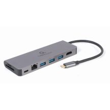 GEMBIRD MULTI-ADAPTER USB TYP-C 5IN1 HUB, HDMI, KARTENLESER, LAN, PD - 100W)