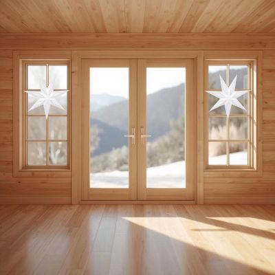 6. Papierdekorationsstern, 50 cm, 7 Arme, weiß