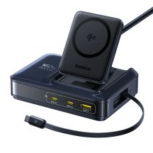 Baseus Nomos NH21 Qi2 160W 5-in-1 Kabellose Ladestation mit einziehbarem Kabel – Schwarz