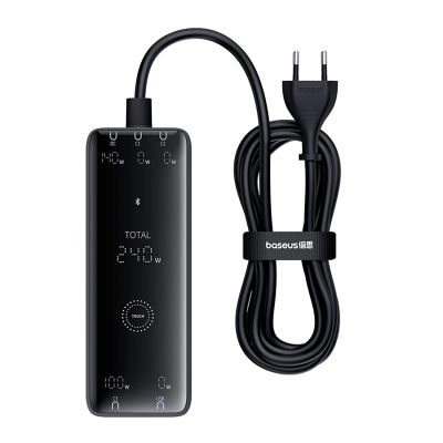 5. Baseus Digital GaN 3xUSB-C 1xUSB-A 240W Wandladegerät mit Netzkabel – Schwarz
