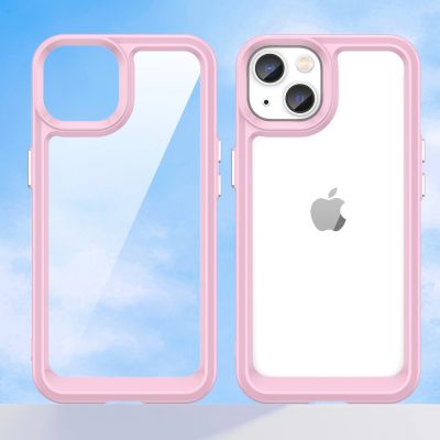 8. Outer Space Case iPhone 14 Plus Hardcover mit Gelrahmen Pink