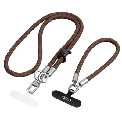 Tech-Protect C10S Crossbody-Handytasche (114 cm) + Handschlaufe (31 cm) – braun-titan