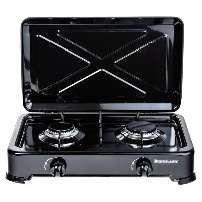 4. 2-flammiger tragbarer Gaskocher Ravanson K-02TB (schwarz)