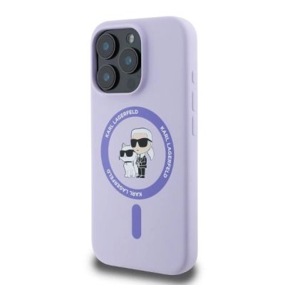 3. Karl Lagerfeld Silikon Karl&Choupette Heads Ring MagSafe Case für iPhone 16 Pro Max - Lila