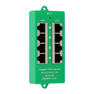 4. Extralink Gigabit PoE Injector 4 Port Active, 4 Gigabit 802.3at/af Ports, Modus A