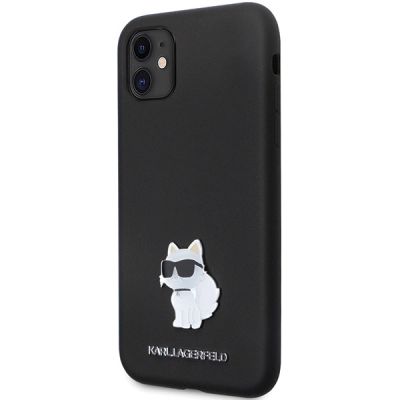 2. Karl Lagerfeld KLHCN61SMHCNPK Hülle für iPhone 11 / Xr – schwarzer Silikon-C-Metallstift