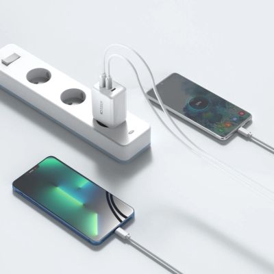 5. Tech-Protect C65W Netzwerkladegerät 2x USB-C PD 65W / USB-A QC 3.0 - Schwarz
