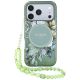 Guess IML Flowers Pearl Strap MagSafe Hülle für iPhone 18 Pro Max / 17 Pro Max – grün