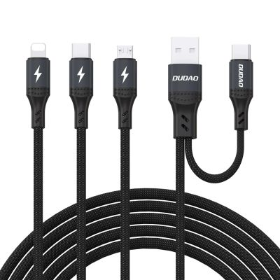 Dudao L3W USB-A/USB-C auf Lightning/USB-C/MicroUSB 66W Kabel - Schwarz