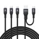 Dudao L3W USB-A/USB-C auf Lightning/USB-C/MicroUSB 66W Kabel - Schwarz
