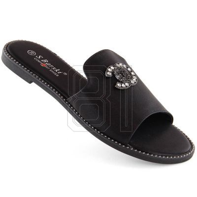 Bequeme Hausschuhe mit Zirkonen S.Barski W OLI258A schwarz