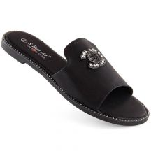 Bequeme Hausschuhe mit Zirkonen S.Barski W OLI258A schwarz