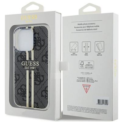 8. Guess IML 4G Gold Stripe Hülle für iPhone 15 Pro – Schwarz