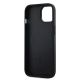 7. DKNY Leder-MagSafe-Hülle mit kariertem Monomuster für iPhone 14/15/13 – Schwarz
