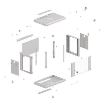 22. LANBERG Wandregalschrank 19" 4HE 540x350 GRAU GLASTÜR (Flachverpackung)