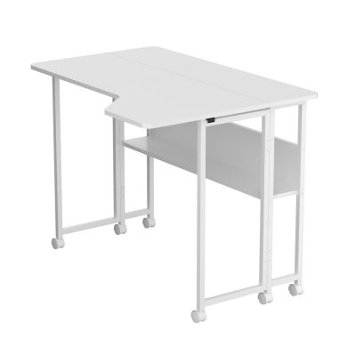 8. MACLEAN Klapptisch, weiß, mobil, 100 x 73 cm, max. 50 kg, abgewinkelt, L-förmig, MC-126 L/B