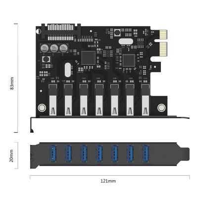 8. USB-3.0-PCI-E-Erweiterungskarte mit 7 Anschlüssen für Desktop-Gehäuse