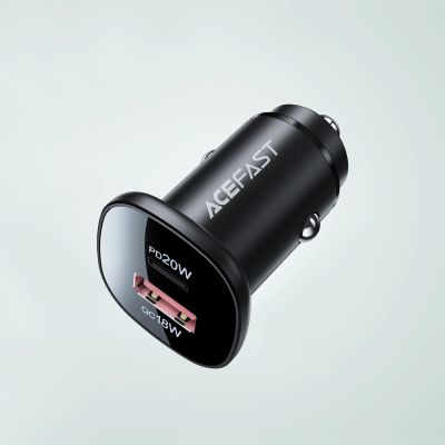 13. Acefast Autoladegerät 38W USB Typ C / USB, PPS, Power Delivery, Quick Charge 3.0, AFC, FCP schwarz (B1 schwarz)