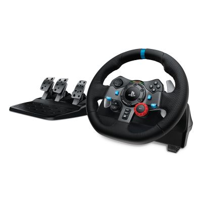 3. Logitech G 991-000539 Gaming-Controller aus Aluminium, Schwarz, USB, Lenkrad + Pedale + Headset für PC, PlayStation 4, PlayStation 5, PlayStation 3