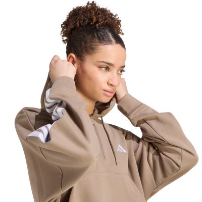 4. Damen-Sweatshirt adidas Essentials 3-Stripes French Terry Quarter-Zip beige KF8315