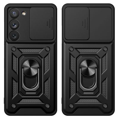 9. Hybrid Armor Camshield Hülle für Samsung Galaxy S23+ gepanzerte Hülle mit Kameraabdeckung rot