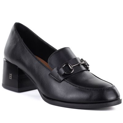 Damen-Lederschuhe mit Absatz, schwarz, Vinceza 18116