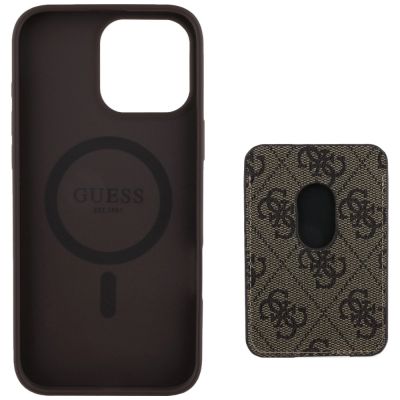 4. Guess 4G Stripes Case mit Magsafe Wallet für iPhone 16 Pro Max Braun