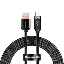 Baseus Display Schnellladedaten USB-A / USB-C 66W 1 m Kabel - Schwarz