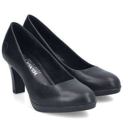 4. Rieker 41560-01 schwarze Lederpumps mit Blockabsatz