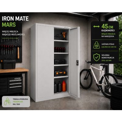 7. Iron Mate MARS Metall-Garagenschrank 185 x 90 x 45 Grau RAL7035