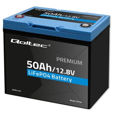 9. Qoltec LiFePO4 Lithium-Eisenphosphat-Akku | 12,8 V | 50 Ah | 640 Wh | BMS