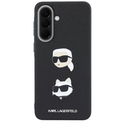 3. Karl Lagerfeld Hülle mit Karl & Choupette Köpfen Pins & Logo für Samsung Galaxy A57 5G - Schwarz