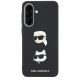3. Karl Lagerfeld Hülle mit Karl & Choupette Köpfen Pins & Logo für Samsung Galaxy A57 5G - Schwarz