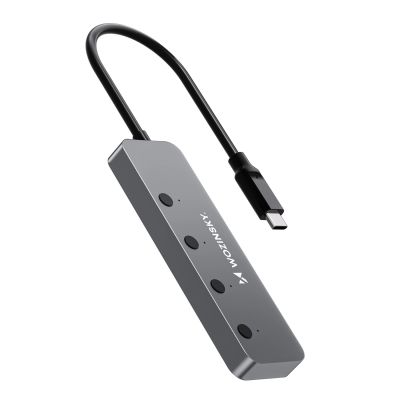 5. Wozinsky WHS088YSS 4x USB-A Aluminium-Hub mit Einzelschaltern und 15 cm USB-C-Kabel – Grau