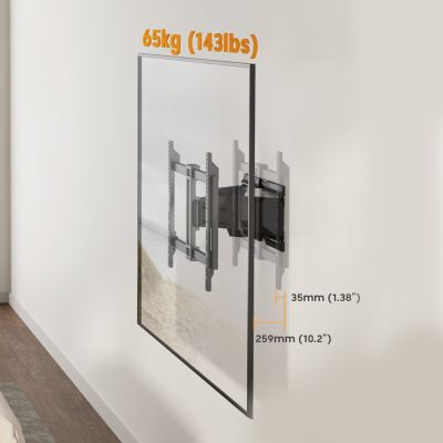 19. MACLEAN TV-WANDHALTERUNG, VESA 600 x 400, max. 37–90 Zoll, max. Traglast 65 kg, Schwarz, MC-881 N