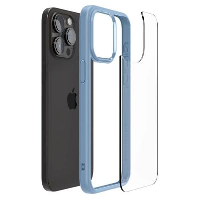13. Spigen Crystal Hybrid-Hülle für iPhone 15 Pro Max – transparent und blau