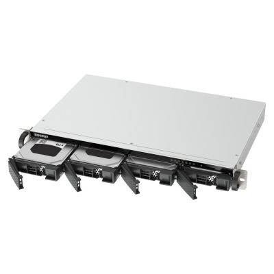 5. Qnap TS-433eU, 1U-Rack, 4x 2,5"/3,5" SATA, ARM Cortex-A55 2,0 GHz 4C, 4 GB RAM, 2x 2,5-GbE-Anschlüsse, 2x USB 3.2, 60-W-Netzteil