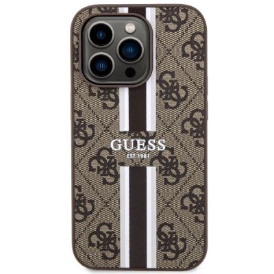 3. Guess GUHMP14LP4RPSW iPhone 14 Pro 6,1" braun/braunes Hardcase 4G bedruckte Streifen MagSafe