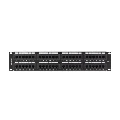 LANBERG Patchpanel, 48 Ports, 2 HE, Cat.6, Schwarz, PPU6-2048-B