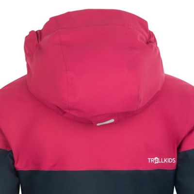 5. Trollkids Mädchen Hallingdal Jacke mit Kapuze, Marineblau/Pink (223-114)