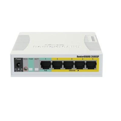 7. Mikrotik RB260GSP Switch (CSS106-1G-4P-1S) 6p PoE (Passiv: 4) 60W Managed Gigabit